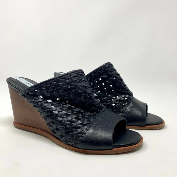 Matt‎ Bernson Pia Woven Leather Wedges in Black - Picture 1 of 8